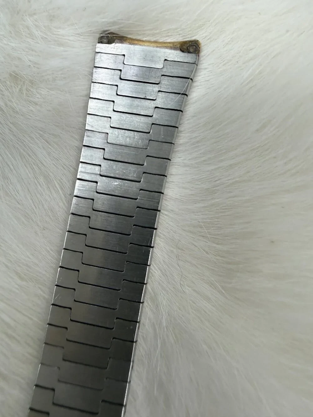 Vintage Ebel Stainless Steel & 24K Yellow Gold Electroplated Trim Wave Watch Ban
